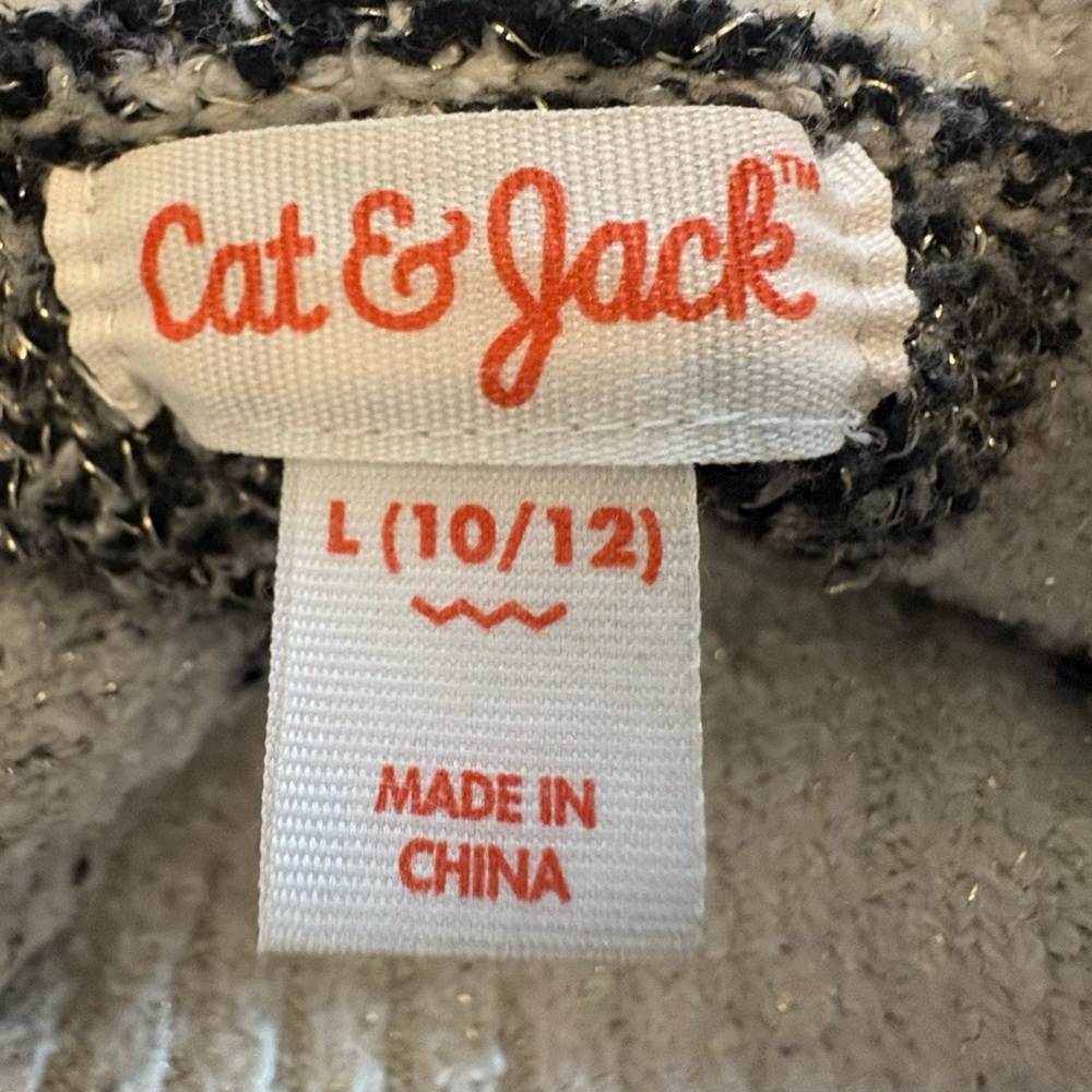 Cat & Jack Black White Plaid Check Mock Neck Sweater | Kids 10/12 - Picture 7 of 8